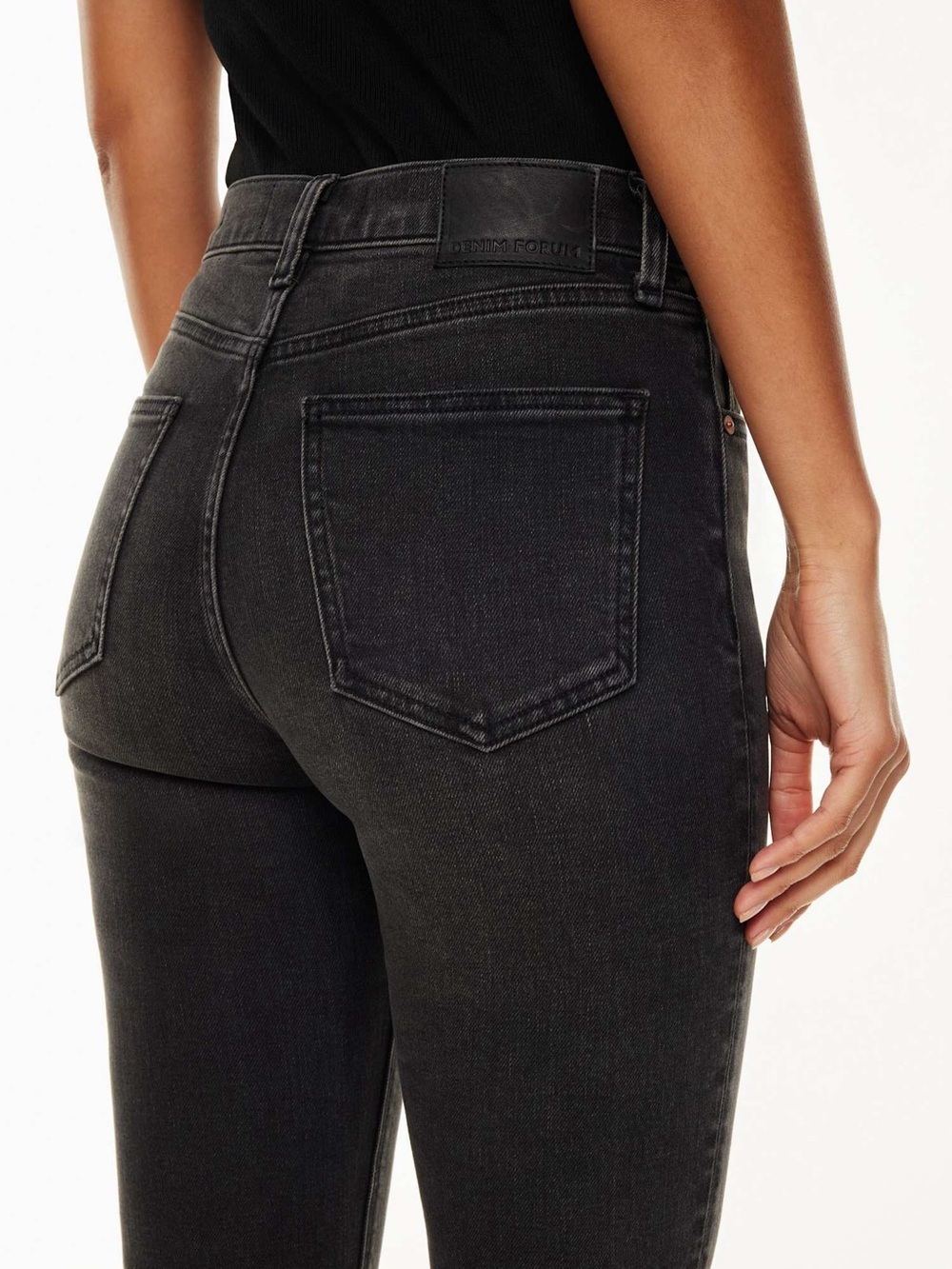 Denim Forum ($128) 80s Bardot High Rise Slim Jeans Black Liquorice Vintage Sz 27 - Picture 5 of 16